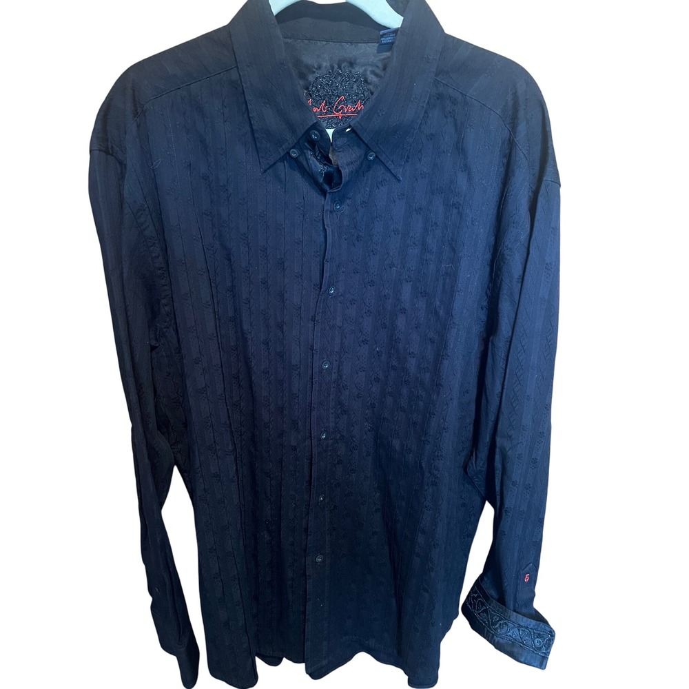 Robert Graham Men's 2XL Long Sleeve‎ Button Down Shirt Abstract Black Flip Cuff